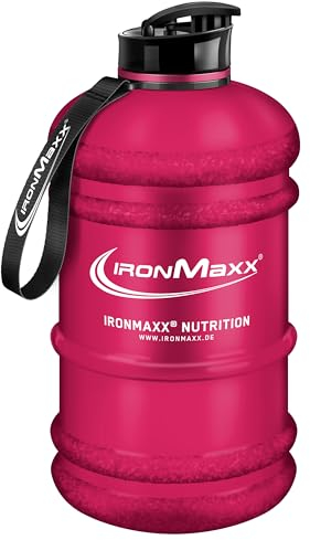 IronMaxx Water Gallon - Frosted Red 2200ml | BPA & DEHP frei | auslaufsichere Trinkflasche mit Messskala | in verschiedenen Farben erhältlich