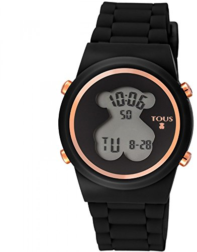 Reloj TOUS para Mujer digital 700350320-Bear de acero IP rosado con correa de Silicona negra