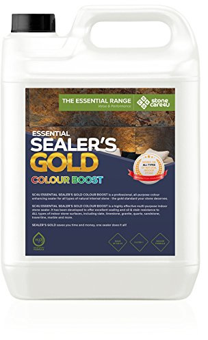 StoneCare4u - Essential Sealers Gold - Colour Boost - Internal Floor and Tile Sealer. Long Lasting, Colour Enhancing Natural Stone, Stain Resistant Coating. The Professionals Choice (5 Litre)