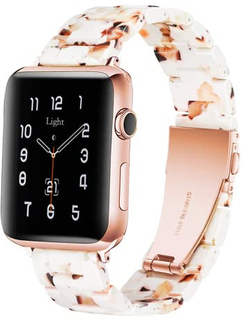Light Compatible with Apple Watch Strap Series 10 46mm 45mm 44mm 49mm 42mm, Fashion Resin iWatch Women Men Bracelet with Stainless Steel Clasp for Apple Watch Series 10 SE 9 8 7 6 5 4 3 2 1,Ultra 2 1
