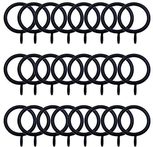 Pack of (x10) Black Metal Curtain Rings Eyelet Loops Curtain Drapery Voile Pole Rod Slide Rings Hanging Hoops Internal Diameter 55mm