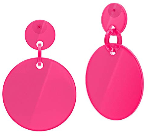 Soul-Cats Statement Ohrringe aus Acryl, im Neon Disco Retro Style der 80s, Farbe: neon pink