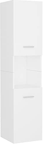 vidaXL Armoire de Salle de Bain, Meuble de Rangement, Armoire de Toilette, Organisateur de Maison Intérieur, Blanc Bois d’Ingénierie