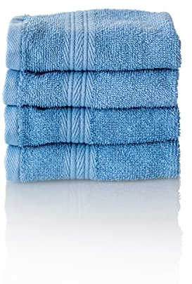 ALCLEAR International Premium frottéhandduksset, frottéserie i 6 färger och 5 storlekar, färg: jeansblå, 4 x (30 x 50 cm)