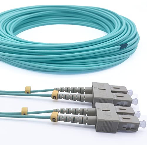 Elfcam® - 0,5m Cable Fibra Óptica OM3 SC/UPC a SC/UPC Multimodo Dúplex 50/125um LSZH, 0,5 Metros
