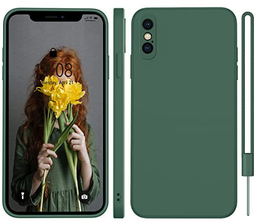 WXX for iPhone X Case, for iPhone XS Phone Case, 5.8 inch Silicone Rubber Cover [Camera Protection] [Ultra Slim] [Soft] Case Compatible for iPhone X and for iPhone XS Phone Case Dark Green