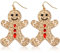 Damen Weihnachten Ohrringe Glitzer Tropfen Baumeln Ohrhänger Mit Strass Knöpfen Party Schmuck für Frauen Mädchen Geschenke (Lebkuchenmann)