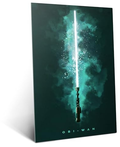 Displate Offiziell Star Wars MetallPoster Magnetische Befestigung Inklusive Lizenziert Bilder Hochwertiges Poster Star Wars - Lightsabers - Obi-Wan Poster 67.5 cm x 48 cm