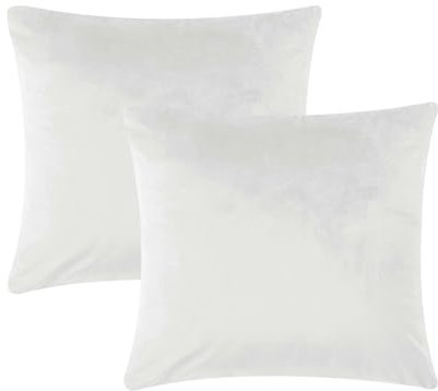 AMEHA 2er Set Samt Kissenbezug 45 x 45 cm Dekorative Quadrat Wurf Modern Kissenbezug Wurfkissenbezug mit Verstecktem Reißverschluss Sofakissen Wurfkissenbezug Samtkissen (Weiß)