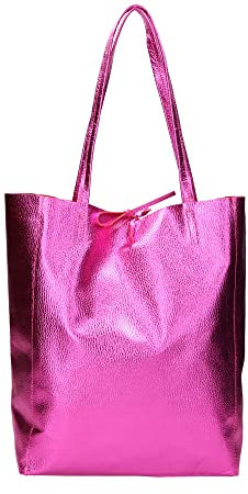 Borsa a Mano Shopper Donna in Pelle Dollaro Borse a Spalla (Fucsia)