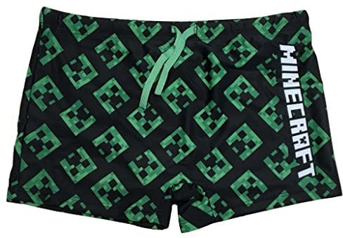 Minecraft Badehose mit elastischem Bund und Schnüren schwarz Allover (as3, Numeric, Numeric_116, Regular)