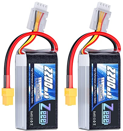 Zeee 3S Lipo 2200mAh 11,1V 50C mit XT60 Stecker Akku Kurzpack für RC Auto LKW RC Fahrzeuge Boot Drohne RC Flugzeug Quadcopter Hubschrauber FPV Racing Hobby Modelle (2 Stück)