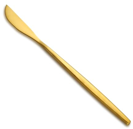 Pleafind coltelli da tavola 24 pezzi, coltelli acciaio inox 22 cm, set coltelli da tavola in oro, coltello da burro, coltelli carne, coltello per la casa e il ristorante, lavabile in lavastoviglie