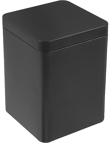 HEMOTON Square Tea Tins Canister with Airtight Lids Tea Storage Containers Tin Can Box for Storage Tea Coffee Sugar Loose Leaf Black