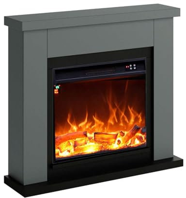 Fuego Paolo Antracita 1500w Chimenea De Pared Con Mando a Distancia Marco y Quemador Gris Oscuro