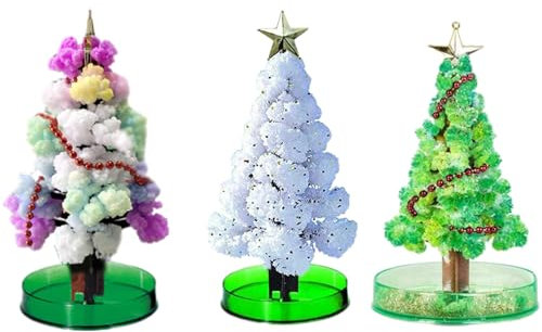 3PCS Mini Christmas Tree Magic Growing, Paper Tree Colorful DIY Crystal Growing Kit Novelty Xmas Gift, Grow Your Own Crystal Tree