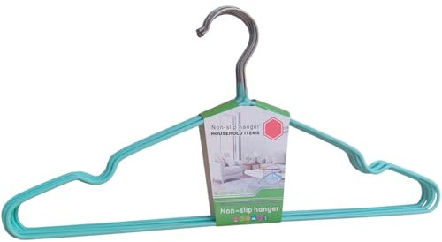 8 Kleiderbügel aus Metall mit Gummibeschichtung, rutschfest, platzsparend, robuste Drahtbügel in Pastellfarben, Organizer für Kleidung, Anzüge, T-Shirts, Hemden, Jacken (grün)