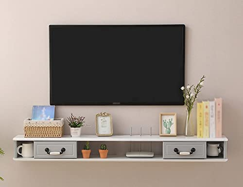 Floating Tv Stand Cabinet,Projectors and Game Consoles Wooden Wall-Mounted Tv Cabinets with Two Drawers, Suitable for Living Room/E/120Cm (E 120Cm)