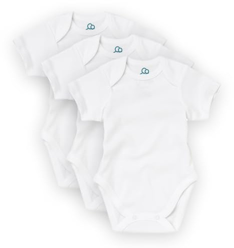 Sproot Baby Premium Organic Cotton Short Sleeve Bodysuits, 3 Pack | Unisex Baby & Toddler Vests with Envelope Neckline | Soft Everyday Essentials for Daily Wear, Comfort & Baby Showers