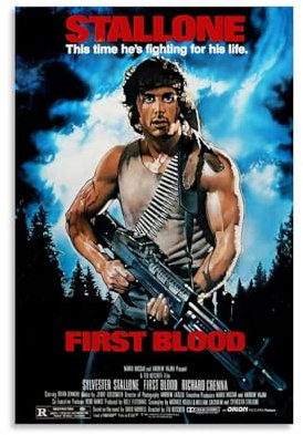 OUTFYT Filmposter First Blood Rambo, HD-Poster, dekorative Malerei, Leinwand, Wandposter und Kunstdruck, moderne Familienschlafzimmer-Dekoration, Poster, 20 x 30 cm