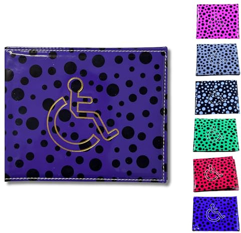 Soft Leather Disabled Badge Holder Polka Dot Wallet Disability Parking Badge Cover Holder by Glamified Disabled Blue Badge Display Holder (Purple)