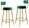 Barra de desayuno Bhairs Juego de 2 taburetes de bar de terciopelo de 25,6 pulgadas con patas de metal dorado, taburete alto moderno, silla de desayuno para isla de cocina, cafetería, bar, mostrador