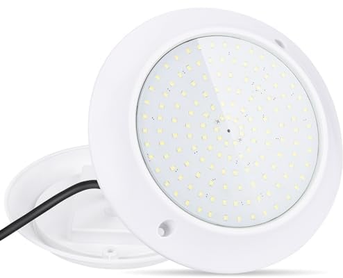 KWODE Pool Spotlight LED Par56, 20W 6000K Resin Filled Pool Lighting, IP68 PC Ultra Flat Underwater LED Lighting, AC/DC 12V Pool Lamp Replace PAR56 Spotlight and Halogen Spotlight