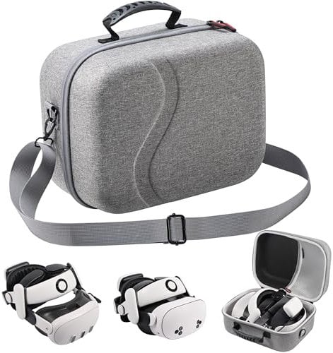 Große Tragetasche für Meta Quest 3S, Hartschalen-Reisetasche, kompatibel mit BOBOVR S3 Pro/Kiwi Akku-Kopfgurt, Oculus Quest 3S Controller und anderem Zubehör, große Hartschalen-Reisetasche (XL, Grau)