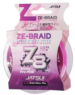 JATSUI Ze-Braid Z8 Eging Pro Pink - geflochtene Schnur, Farbe Rosa, 150 m (0,14 mm x 150 m)