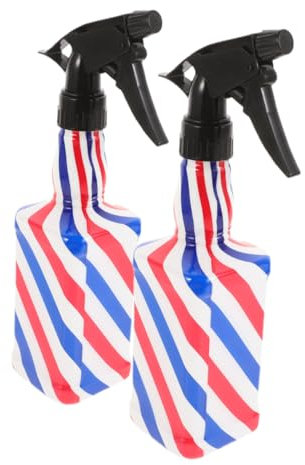 HONMEET 2pcs Vintage Hand Pressed Spray Bottle for Hair Plants Cleaning Fine Mist Water Sprayer Red White Blue for Barbershops Home Use