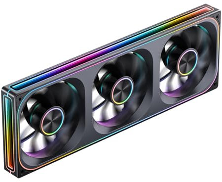 JONSBO ZA-360BR (Reverse) PC Case Fan,All(3)-in-One,Single Frame Unit 120mm ARGB Fan,PWM,Reverse Blade Silent Fans with 4-Sides Infinity Mirror,28mm Thick Multiple Led Beads,Installation Ref to Tips