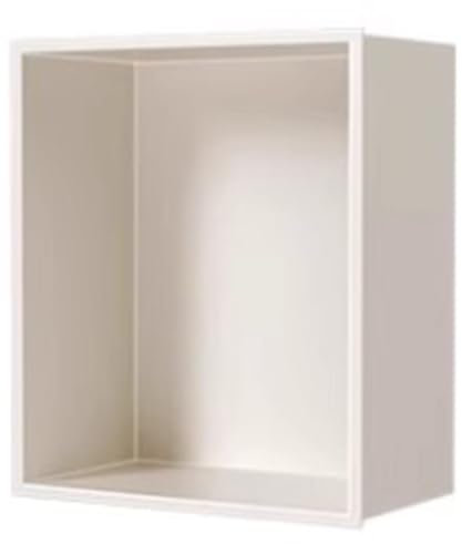 Étagère de douche de salle de bain avec porte-papier toilette mat Blanc 32 x 32 x 12,5 cm Rangement mural encastré pour shampooing et savon