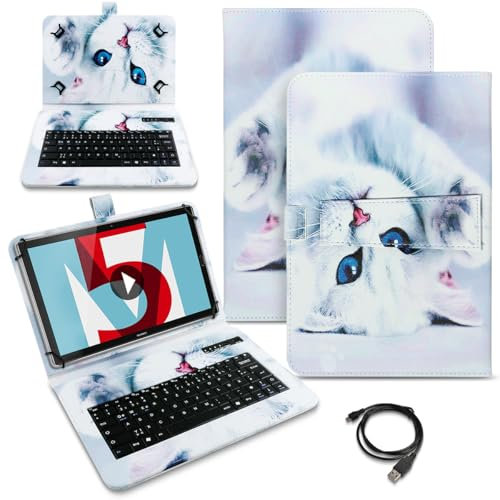 Schutzhülle QWERTZ Bluetooth Tastatur kompatibel für Huawei MediaPad M5 / Pro Hülle Cover Tablet Tasche 10.8 Case Keyboard kabellos Ultra deutsches Layout, Farben:Motiv 4
