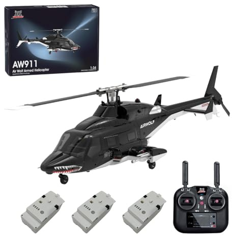 Bricksdiytoy AW-911 Air-Wolf RC Helicopters with Smart GPS-Assisted Flight & Safety Features, 2.4GHz Radio Controlled Aircraft Outdoor Model for Adults