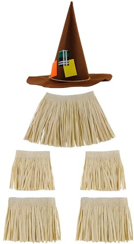 Jyeennar 6pcs Scarecrow Costume Kit with Witch Hat,Adjustable Straw Decorations Set for Adults & Kids, Perfect for Cosplay,Parties and Dress Up Set
