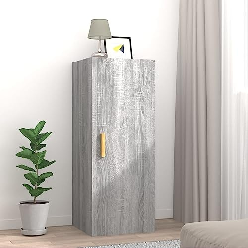 HaoChrymec Wandschrank mit 2 STK. aus Holzwerkstoff, Hängeschrank für Badezimmer, Anrichte Sideboard, Wandschrank Hängend, Grau Sonoma, 34.5 x 34 x 90 cm