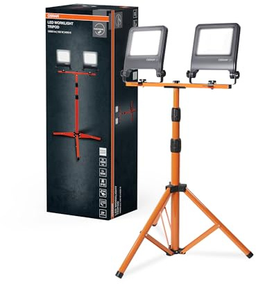 OSRAM Faretto da Costruzione su Treppiede LED Worklight 2x50W 4000K Grigio | LED Worklight Tripod, Stand Luminaire and Ceiling Floodlight, Grigio scuro, dia, 30000 h, confezione da 1