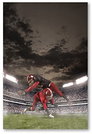 Postereck - 1041 - Football Angriff, Sport NFL Sprung USA Amerika - Wandposter Fotoposter Bilder Wandbild Wandbilder - Poster - DIN A4-21,0 cm x 29,7 cm