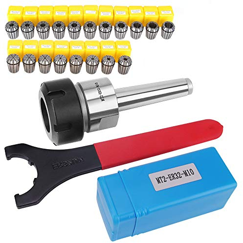 ER32 - Juego de pinzas con varilla de extensión de motor MT2 ER32 M10, Craftsman168, 19 piezas ER32 portabrocas de resorte de 2 mm a 20 mm para máquina de grabado CNC o herramienta de torno de fresado
