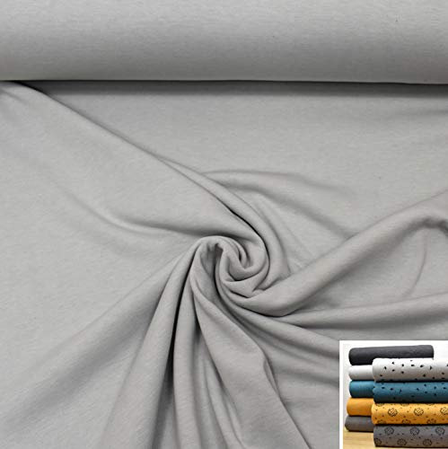 MAGAM-Stoffe Anton Kuscheliger Alpenfleece Stoff Meterware 50cm (Hellgrau uni)