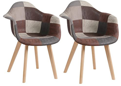 BenyLed Lot de 2 Chaises de Salle à Manger avec Pieds en Bois Massif, Chaise Rembourrée pour la Maison, la Cuisine, la Chambre à Coucher et Le Bureau, Cuir Rembourré (Brun)