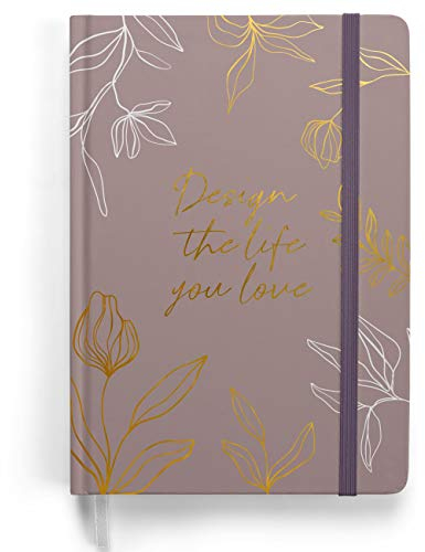 Papierdrachen Bullet Journal Starter Set - (Lila) - Notizbuch A5 gepunktet | 192 Seiten dickes 120g/m² dotted Papier | mit Punkteraster, Dreieckstasche, Anleitung und mehr