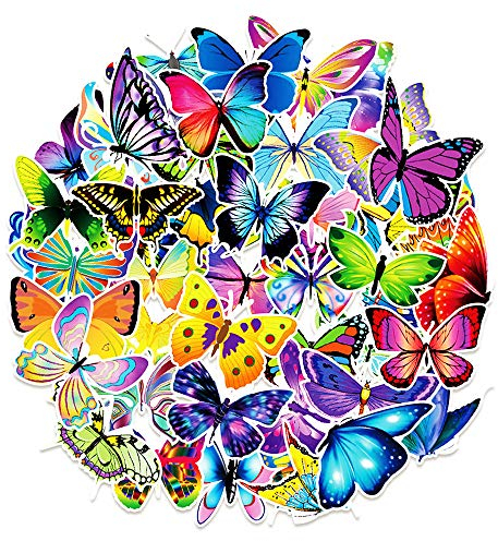 Butterfly Stickers for Teens Boys Girls Kids, Cute Lovely Vinyl Waterproof Stickers for Laptop Flasks Water Bottle Bike Phone Notebook Scrapbook, Unique Cartoon Insect Decals Pack[Butterfly -50Pcs]