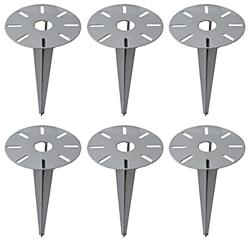 Novatool 6 x Gartenspies Ø 15,5 x H 30,5 cm verzinkt I Erdnagel für Lampen Bodenhülse Erdanker I Gartenspiess Sonnenschirm Gartenzubehör Steckdosensäulen I Bodenanker Erdbefestigung Stahl