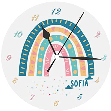 Personalisierte Regenbogenuhr, Personalisierte Regenbogen Uhr mit Name, Benutzerdefinierte Kindertag Geburtstagsgeschenke für Kinder, Baby, Personalisierte Regenbogenuhr für Babyzimmer Schlafzimmer