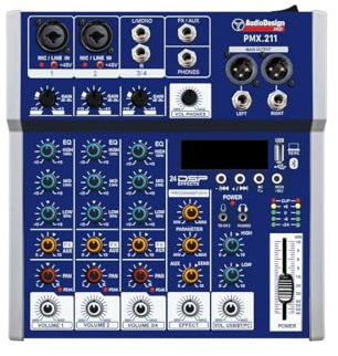 Audiodesign Pro Mixer audio professionale, console con 4 canali, bluetooth, 24 effetti DSP
