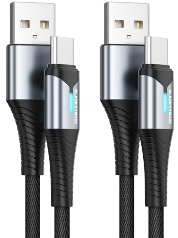 BLACKSYNCZE Cable USB C [2Pack 2M+2M] Cable USB Tipo C 3,1A Carga Rápida y Sincronización Nylon Cable Cargador Tipo C para Samsung Galaxy S23 S22 S21 S20 A72 A53 Note 20 10, Huawei P40 P30, Pixel 7