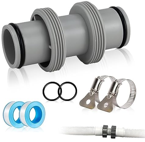 RYAN 1 Pieza Adaptador Manguera Piscina 38mm Conector Manguera Piscina Accesorios Conector Recto para Manguera de Piscina Mayoría de Los Tipos de Piscinas (Gris)