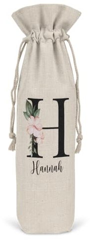 Liebtastisch - Flaschenbeutel personalisiert mit Namen - Geschenkverpackung für Flaschen - 35cm x 15cm - Geburtstagsgeschenk Freundin - Anfangsbuchstabe Name - Weintasche -