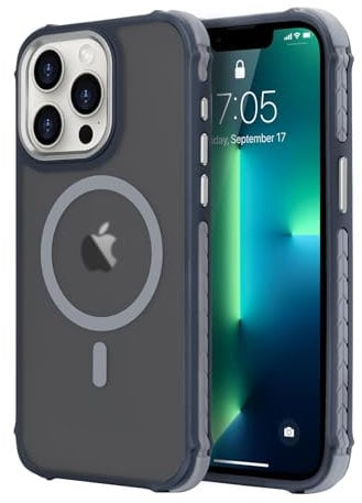 LLZ.COQUE Magnetic Case for iPhone 13 Pro Max, Compatible with Magsafe Translucent Matte Anti-Slip Phone Case, Military Grade Protection Rugged Shockproof Durable Cover for iPhone 13 Pro Max, Grey